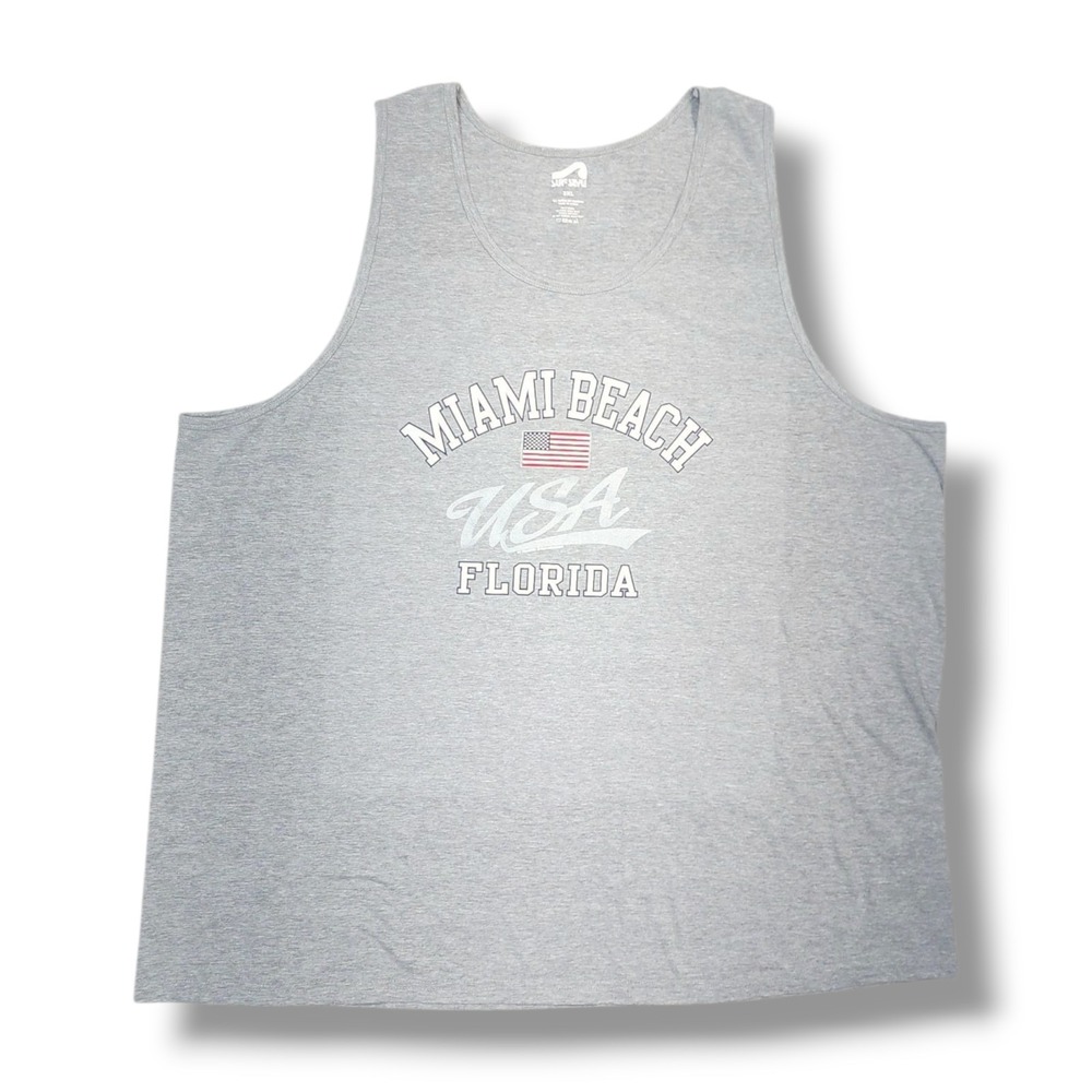 Surf Style Miami Beach Florida Graphic Gray Heather Tank/Muscle Top‎ Men's XL